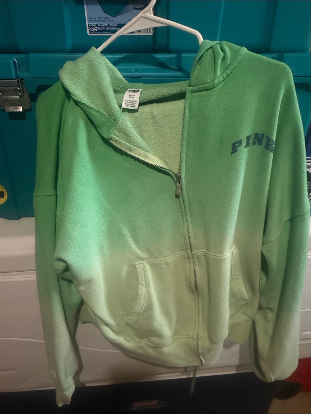PINK Victoria's Secret Green Ombre Zip-Up Hoodie